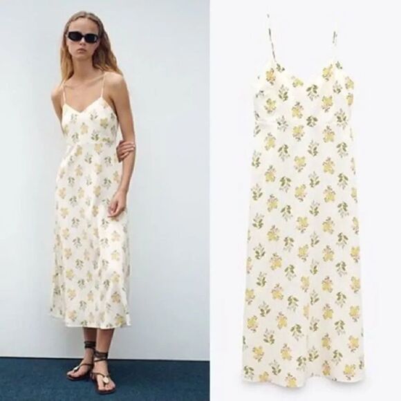 ZARA FLORAL PRINTED MIDI DRESS - Picture 2 of 11